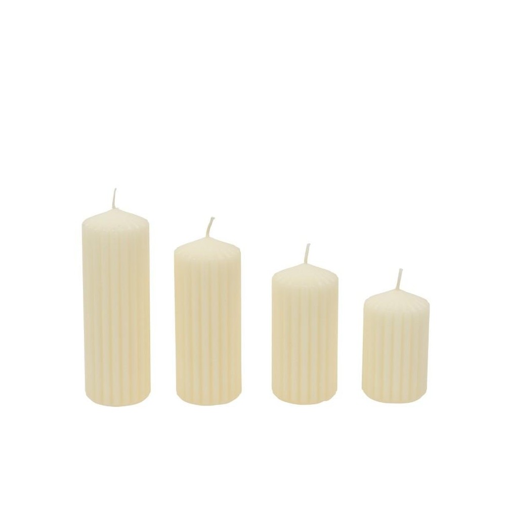 SET 4 CANDELE MOCCOLO RIGATE PANNA H.14